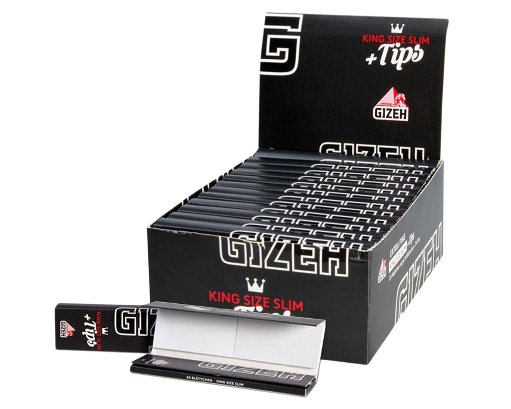 GIZEH Black Fine King Size Slim + Tips - 2 Boxen