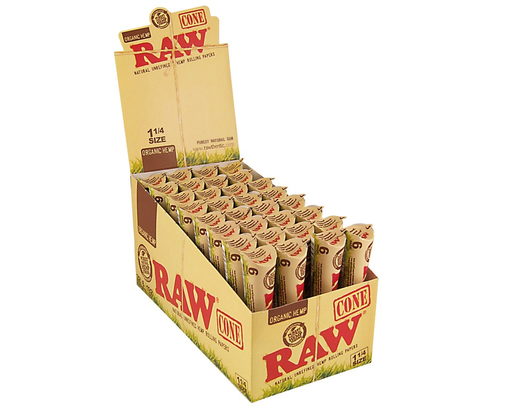 RAW Organic vorgerollte Cones 1 1/4 Size - 4 Packungen